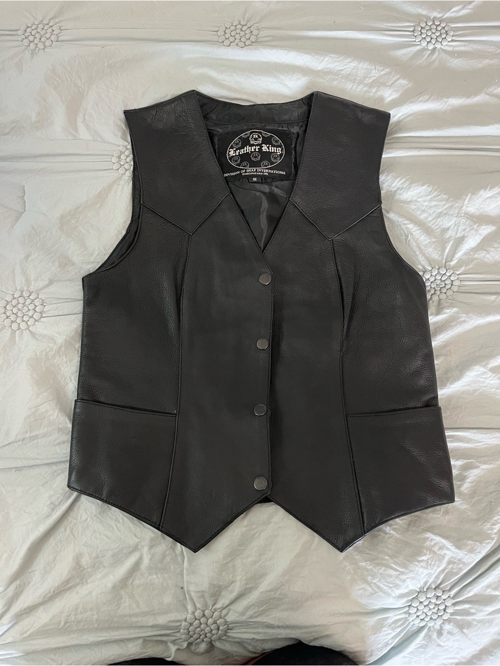 Leather King Black Leather Vest